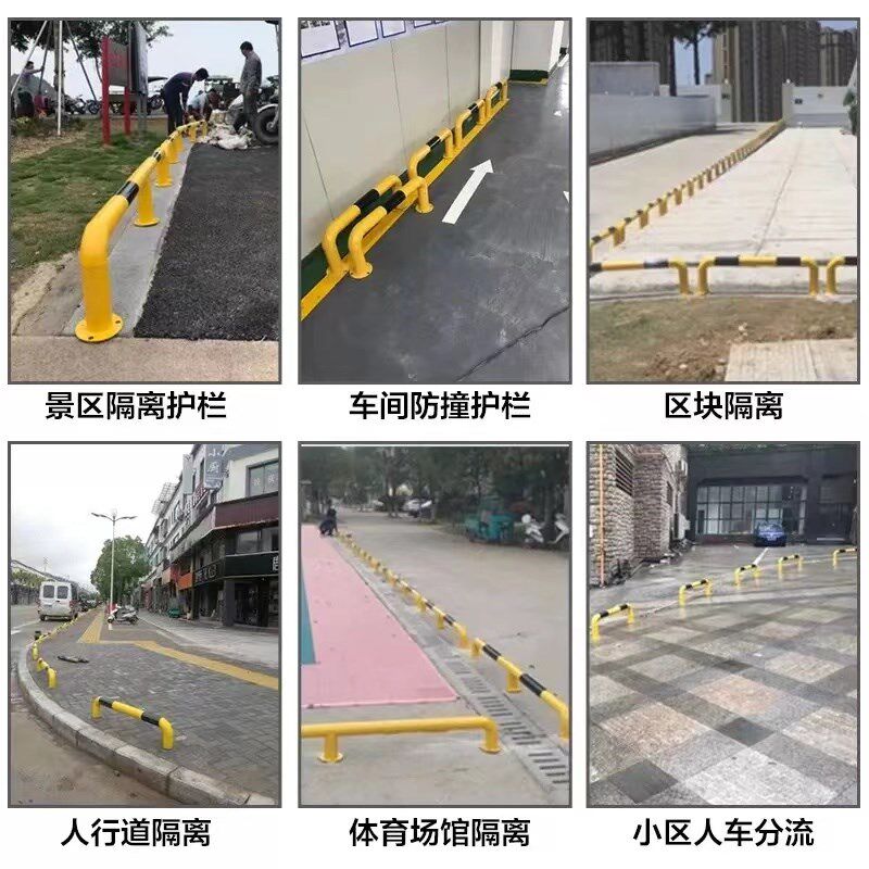 热销广东U型钢管护栏挡车防撞栏道路隔离栏车间M型防护栏U形桩挡
