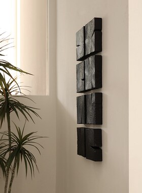 热销木木碳化木块侘寂风摆件艺术挂件墙面挂饰中古壁饰复古玄关墙