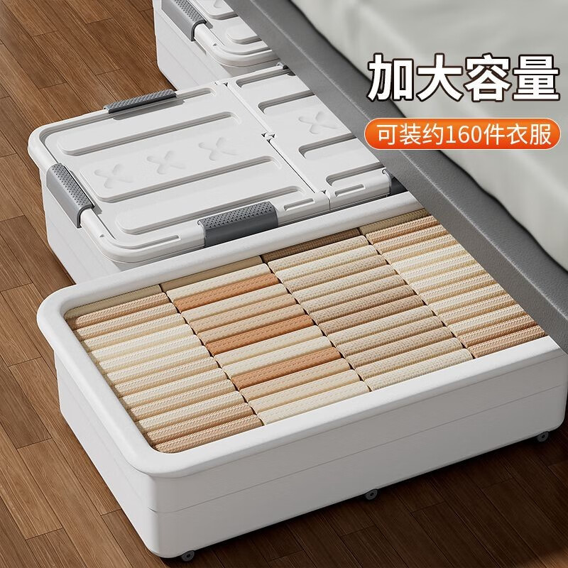 热销床底收纳箱家用塑料大号扁平整理箱抽屉床下收纳盒被子带盖储
