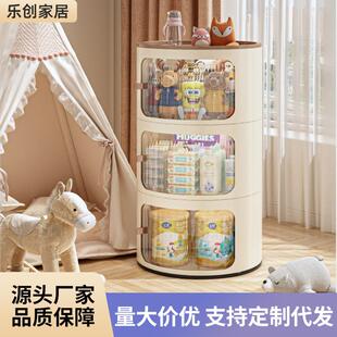 高级感床头收纳柜奶油风圆形床头柜儿童卧室实用型储物柜厂家
