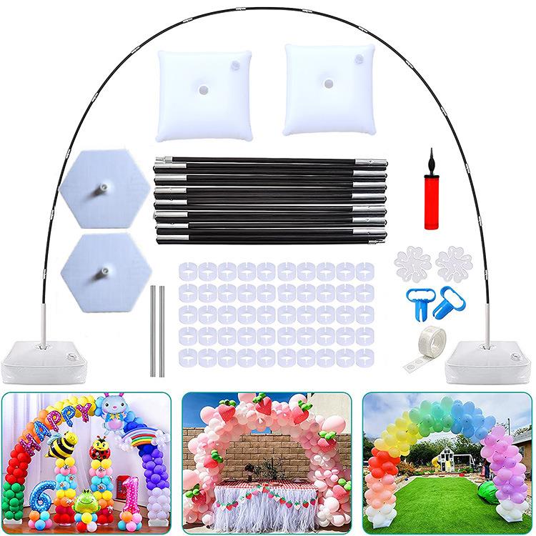 跨境 15节碳纤维杆气球拱门套装 方型水袋底座底盘地钉固定套