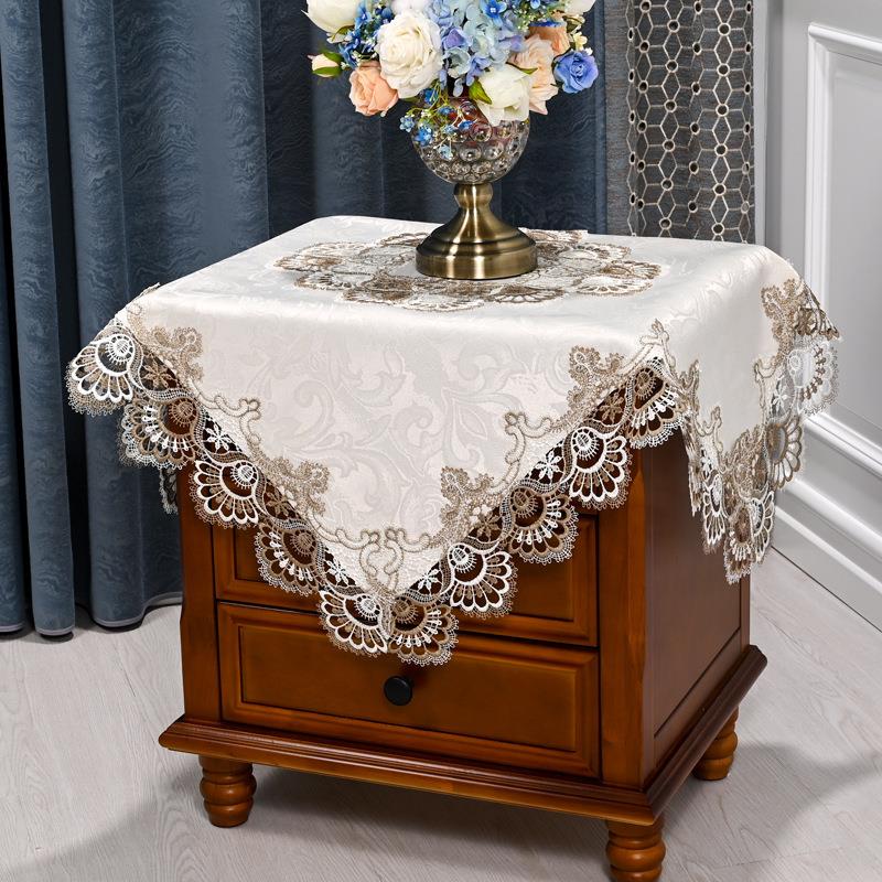 蕾丝床头柜盖布美式茶几桌布新中式角几盖巾遮盖洗衣机冰箱防尘罩