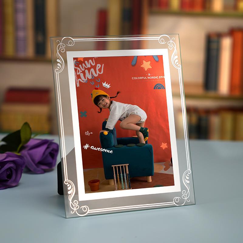 玻璃照片相框5五6寸六7寸七寸8寸八10寸A4水晶框架新年相框摆台