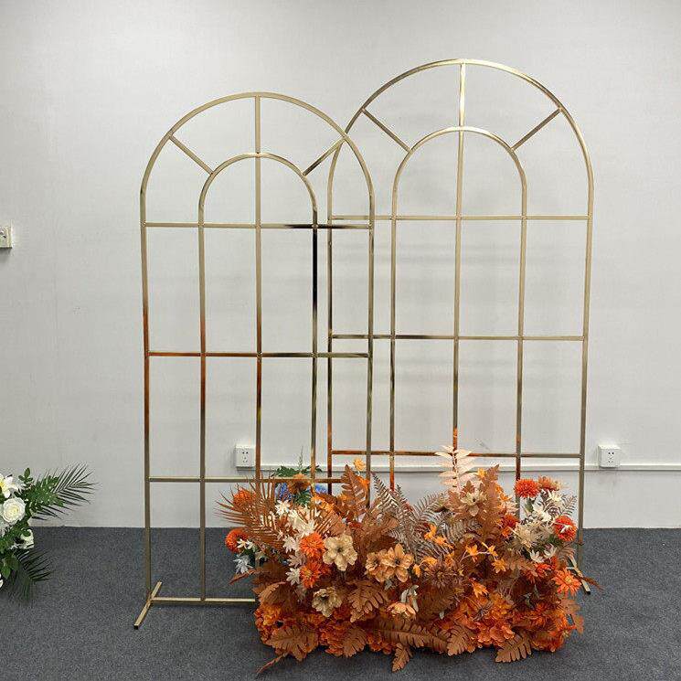 婚庆道具铁艺装饰拱形门森系婚礼场景布置舞台背景架子网格屏风