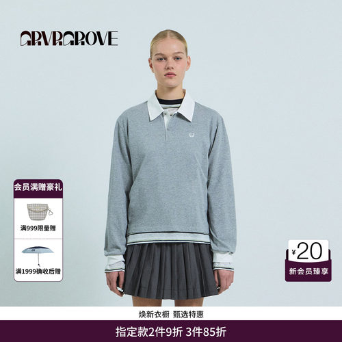 GRVR GROVE官方旗舰店26SS春夏韩系长袖POLO衫翻领套头GS26TSC62