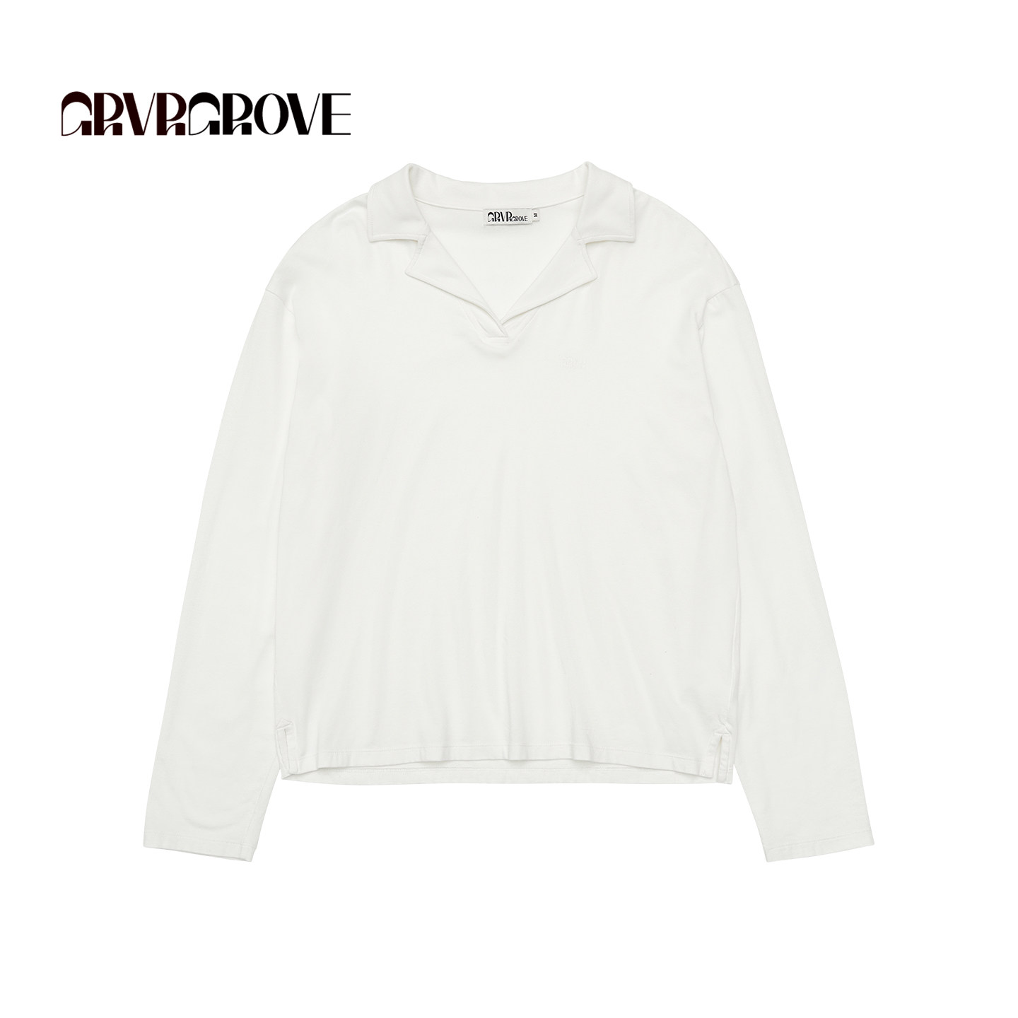 GROVE官方旗舰店2026PS春季新款长袖T恤纯色翻领韩系女 