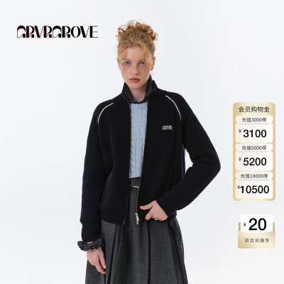 GROVE官方旗舰店2025FW秋季新款毛织长袖拉链开衫女外套 GF5KN08C