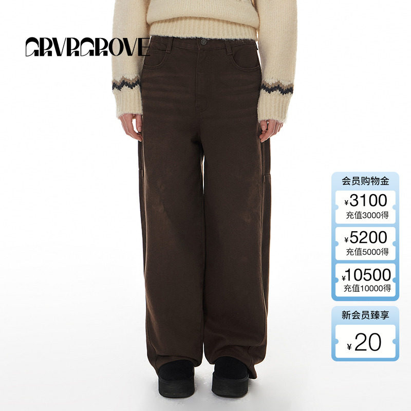 GROVE宽松阔腿裤复古长裤