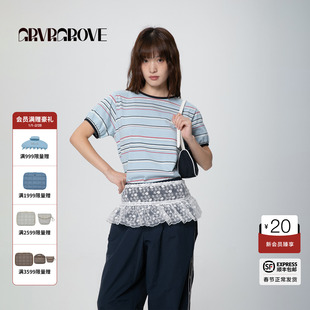 【博主同款】GROVE官方旗舰店2025春夏款女条纹短袖t恤GCM5TS08