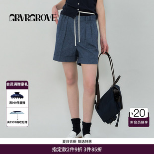 GRVR GROVE官方旗舰店SS春夏款女士条纹梭织短裤GS5PT15M