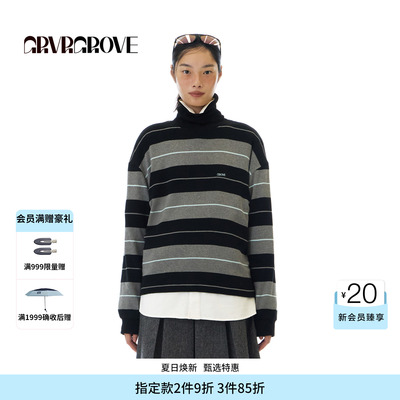 GROVE官方旗舰店 WT冬季款长袖T恤撞色套头打底衫 GCW5TS04