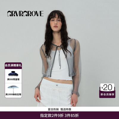 GRVR GROVE官方旗舰店SS春夏款女士半透针织衫开衫GS5KN23M