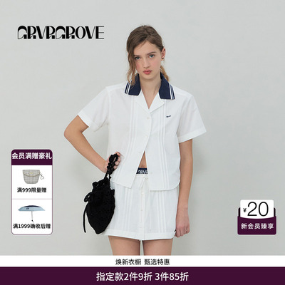 【博主同款】GRVR GROVE官方旗舰店短袖衬衫polo领海军风GR5SH01C