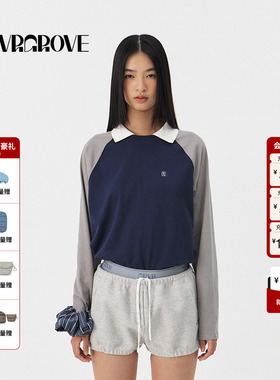 GROVE官方旗舰店女士2025PS春季新款明星同款翻领长袖T恤GS5TS15M