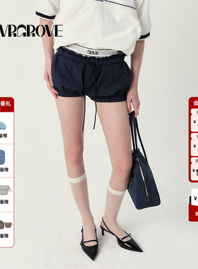 GROVE官方旗舰店2025SS春夏新款女士灯笼梭织短裤GS5PT27M