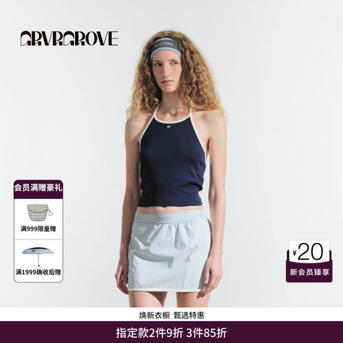 GRVR GROVE官方旗舰店夏日款挂脖吊带背心外传无袖上衣GM5SL01M