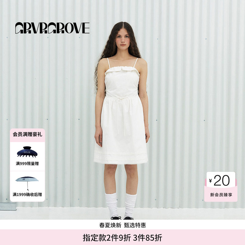 GROVE官方旗舰店女士春韩版新款抹胸梭织连衣裙GS5OP02M