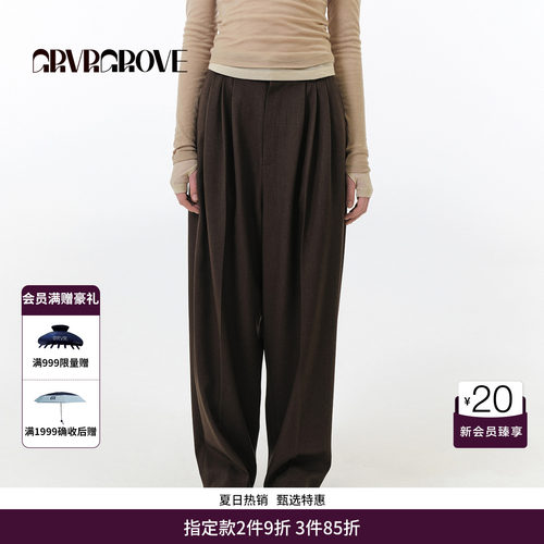 GRVR GROVE官方旗舰店 FW秋季款梭织长裤韩系女 GF5PT05M
