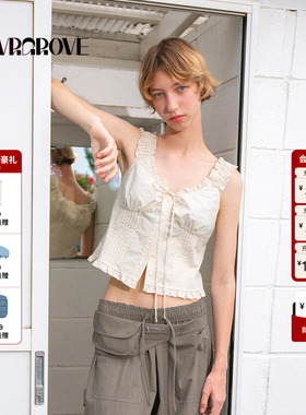 GROVE官方旗舰店2025HS夏日新款女士梭织背心 GM5SL07M