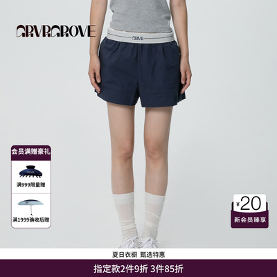 GRVR GROVE官方旗舰店SS春夏款女士松紧腰梭织休闲短裤 GCM5PT04