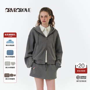 GROVE官方旗舰店2025FW秋季款假两件卫衣开衫外套女款GF5HD01C