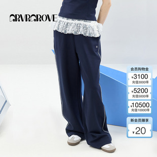 GROVE官方旗舰店2025SS春夏新款 GCM5PT03 女士撞色针织休闲长裤