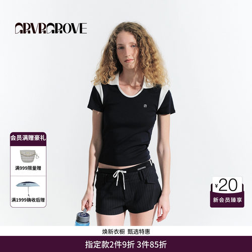 GRVR GROVE官方旗舰店HS夏日款撞色短袖polo衫翻领上衣 GM5TS07M