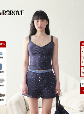 GROVE官方旗舰店2025BS系列夏季新款女碎花吊带针织背心BM5SL05M
