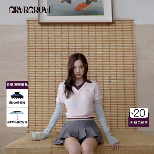 【林娜琏同款】GRVR GROVE官方旗舰店26SS针织衫假三件GS26KNC11