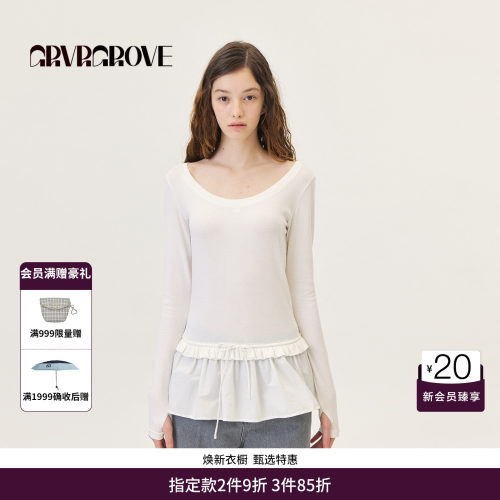 GRVR GROVE官方旗舰店26PS春季长袖T恤套头基础打底衫 GP26TSC28