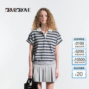 女款 POLO衫 GM5TS06M 条纹短袖 GROVE官方旗舰店2025HS夏日新款
