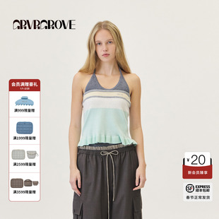 GROVE官方旗舰店2026PS春季新款条纹针织抹胸下摆花边 GP26KNC26