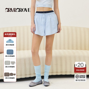 GROVE官方旗舰店2026PS春季新款梭织短裤下装条纹女 GP26SKC14