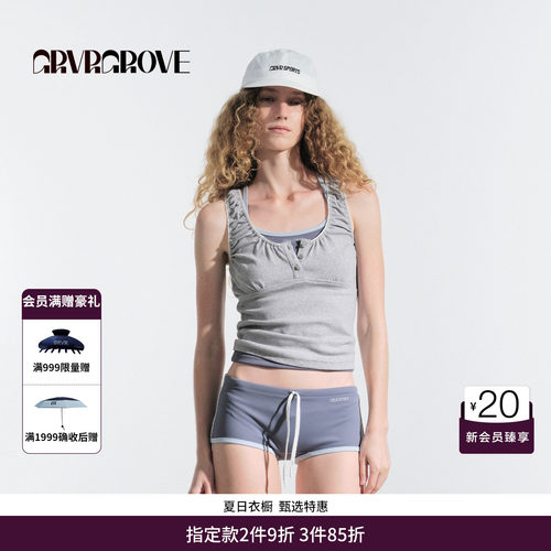 GRVR GROVE官方旗舰店HS夏日款女针织无袖短款背心GM5SL06M