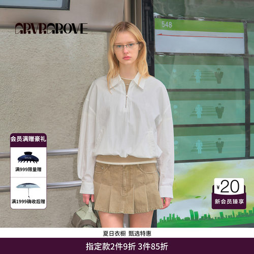GRVR GROVE官方旗舰店26SS春夏新款韩系翻领长袖衬衫 GS26JPK01