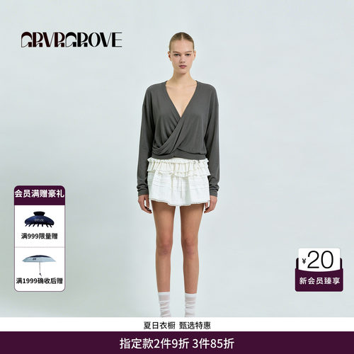 GRVR GROVE官方旗舰店26SS春夏新款韩系纯色长袖针织衫GS26TSK60