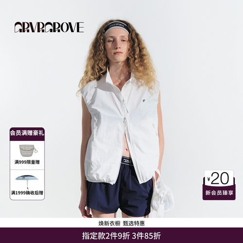 GRVR GROVE官方旗舰店夏款休闲梭织马甲外套休闲女上衣 GM5VT01M