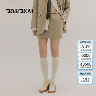 梭织半身裙 格纹复古迷你西装 GROVE官方旗舰店女士春季 新款