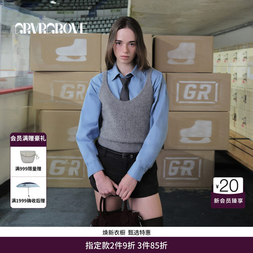 GRVR GROVE官方旗舰店 WT冬季款长袖衬衫宽松休闲翻领GCW5SH02