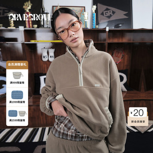 GROVE官方旗舰店 2025WT冬季款摇粒绒长袖卫衣女上衣GCW5SW01