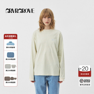 GROVE官方旗舰店明星同款2025PS春季款条纹长袖t恤打底GS5TS01C