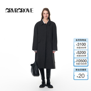 风衣外套休闲通勤 宽松系带翻领长款 GROVE官方旗舰店女秋款 新款