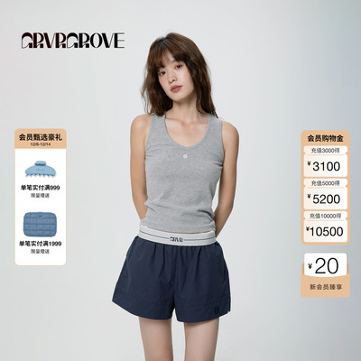 GROVE官方旗舰店2025SS春夏新款女士V领针织背心GCM5SL01