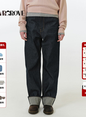 GROVE官方旗舰店2025FW秋季新款直筒牛仔长裤休闲韩式女 GF5DB01J