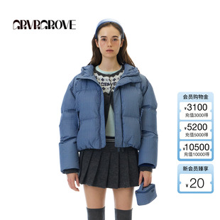 羽绒服外套女 GROVE官方旗舰店 格纹短款 新款 GCW5DJ01 2025WT冬季