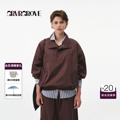 GRVR GROVE官方旗舰店26FW秋季新宽松半开立领夹克外套 GF26JKC04