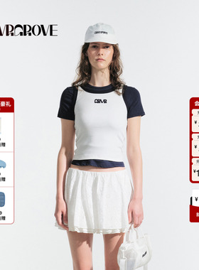 GROVE官方旗舰店2025夏季新款撞色针织背心无袖字母刺绣 GM5SL04M