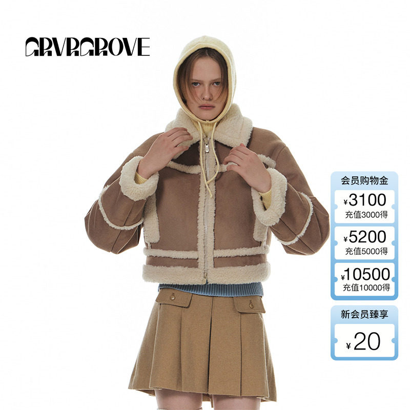 GROVE仿羊羔毛短款夹克