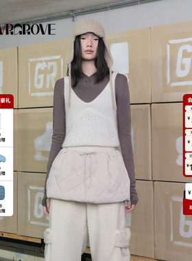 GROVE官方旗舰店 2025WT冬季新款毛织背心大V领上装女GCW5KN15