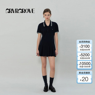 GROVE官方旗舰店2025SS春夏新款 女士POLO领针织连衣裙GS5OP04M